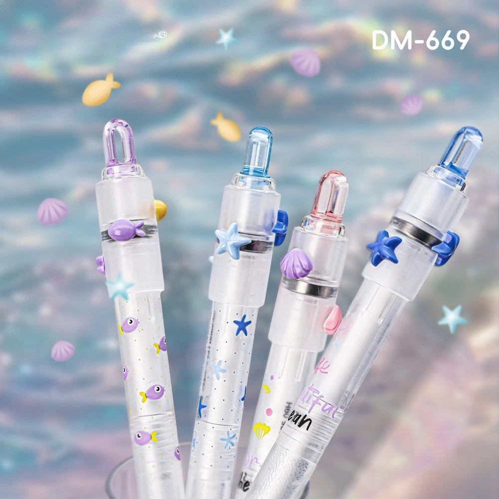 12PC Zhuanzhuan Lucky Star Fun Ocean High Beauty Anti slip Sheath Quick Drying Double Bead Brushing Question Black Pen