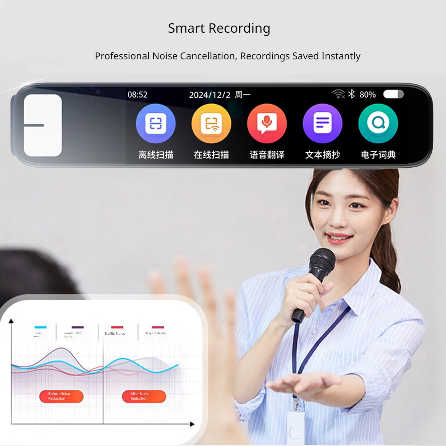 AI Smart Scan Translator Pen 150 Languages Portable Voice Text Reading Pen for Dyslexia Students & Professionals