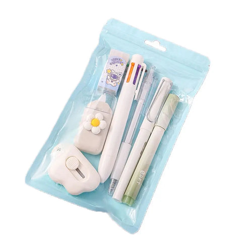 7-in-1 Stationery Set Students Prize Back to School Gift Correction Tape Birthday Present School Office Pencil Eraser Kids